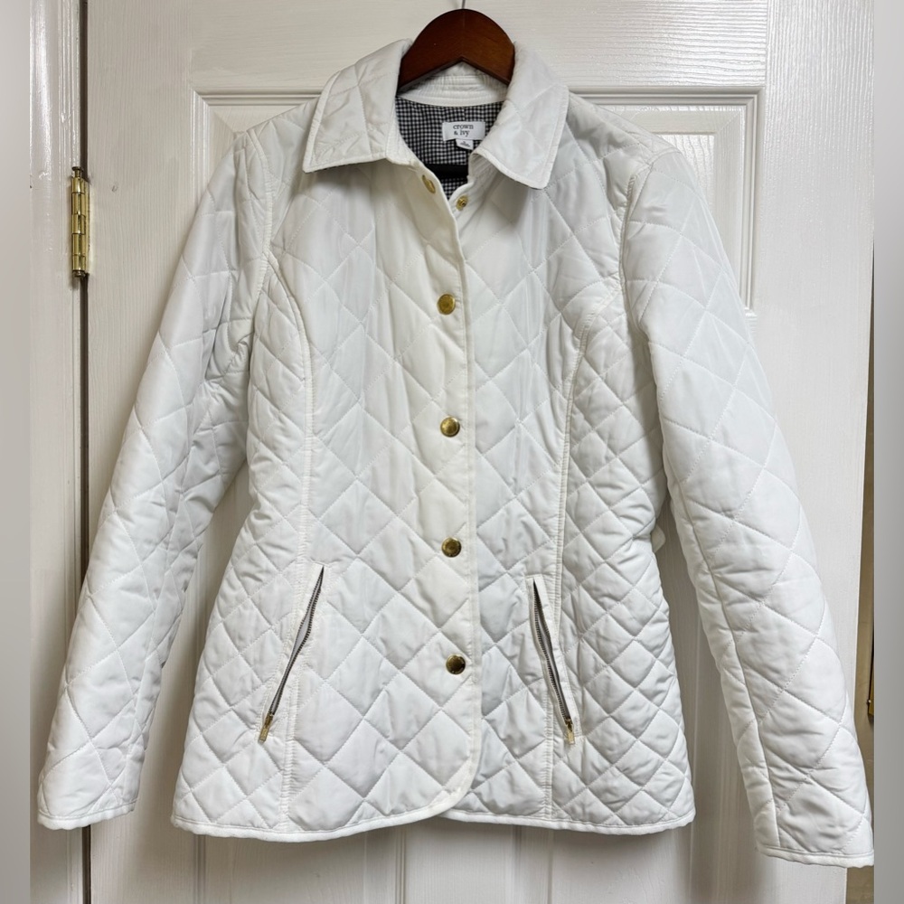 Crown & Ivy Women's Small Quilted, Jacket, off-white color